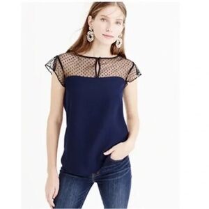 *Like New* J.Crew Swiss Dot Flutter Sleeve Blouse - Navy / Black - Size 6